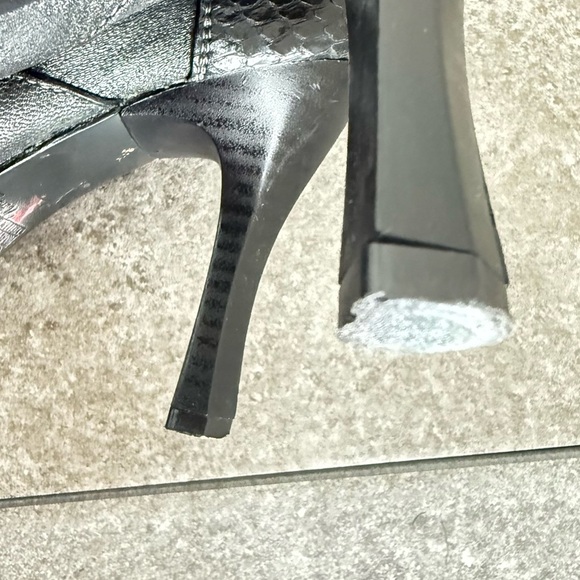 Los Altos Black Heeled Boots Python Snake Leather Women’s Size MX 24.5 US 7.5 - Picture 6 of 12